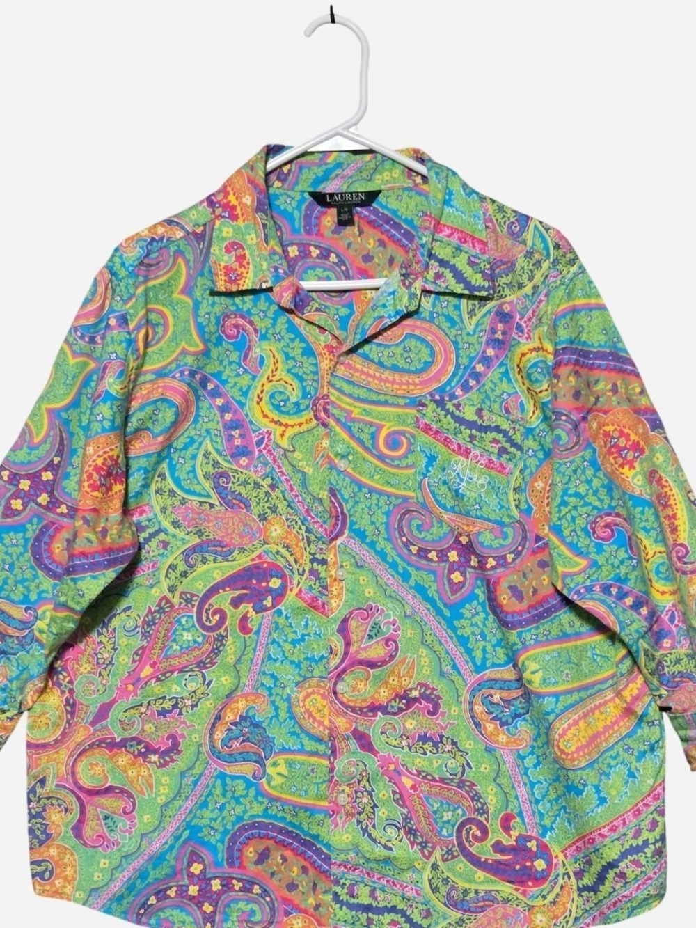 Ralph Lauren Multicolor Paisley Button-Down Shirt — Green, Pink, Blue